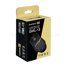 Мышь ExeGate EX289489RUS Gaming Standard Laser GML-13 (USB, лазерная, 1000/1200/3000/4000 dpi, 8 кнопок и колесо прокрутки, длина кабеля 1,5м, черная, Color box)