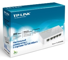 Коммутатор TP-Link SOHO  TL-SF1005D Коммутатор 5-port 10/100M mini Desktop Switch, 5 10/100M RJ45 ports, Plastic case