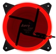 Вентилятор Aerocool REV Red , 120x120x25мм, цвет светодиодов : красный, подсветка в виде двойного кольца, 3+4-Pin, 1200 об/мин, 41,3 CFM, 15,1 дБА