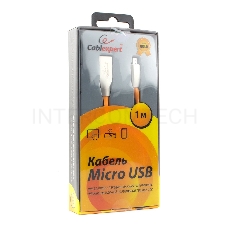 Кабель USB 2.0 Cablexpert CC-G-mUSB01O-1M, AM/microB, серия Gold, длина 1м, оранжевый, блистер