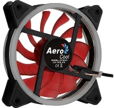 Вентилятор Aerocool REV Red , 120x120x25мм, цвет светодиодов : красный, подсветка в виде двойного кольца, 3+4-Pin, 1200 об/мин, 41,3 CFM, 15,1 дБА