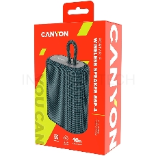 Портативная акустика Canyon Bluetooth Speaker, BT V5.0, BLUETRUM AB5365A, TF card support, Type-C USB port, 1200mAh polymer battery, Dark grey, cable length 0.42m, 114*93*51mm, 0.29kg