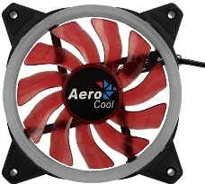 Вентилятор Aerocool REV Red , 120x120x25мм, цвет светодиодов : красный, подсветка в виде двойного кольца, 3+4-Pin, 1200 об/мин, 41,3 CFM, 15,1 дБА