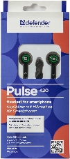 Наушники DEFENDER Pulse 420 черный + зеленый, вставки 63422