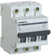 Выключатель автоматический Iek MVA25-3-006-C ВА47-29 3Р 6А 4,5кА х-ка С GENERICA
