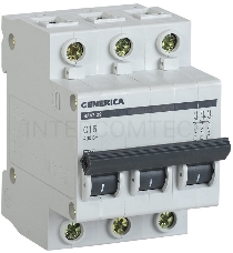 Выключатель автоматический Iek MVA25-3-006-C ВА47-29 3Р 6А 4,5кА х-ка С GENERICA