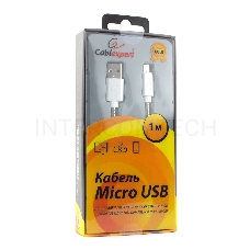 Кабель USB 2.0 Cablexpert CC-G-mUSB02S-1M, AM/microB, серия Gold, длина 1м, серебро, блистер