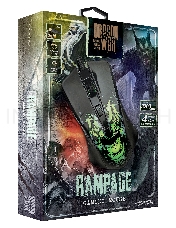 Мышь Qumo Rampage M49, проводная, оптическая, 6 кнопок, подсветка 7 цветов, дыш., 1000/1600/2400/3200  dpi