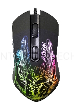 Мышь Qumo Gothic M51, проводная, оптическая, 7 кнопок, подсветка RGB running, 1200/1600/2400/3200  dpi