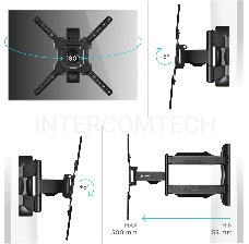 Кронштейн ONKRON Кронштейн ONKRON/ 32-55 макс. 400*400, 2 колена, наклон -5º+8º, поворот 180º макс, от стены 55-500мм, белый