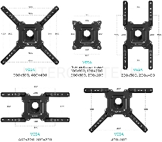 Кронштейн ONKRON Кронштейн ONKRON/ 32-55 макс. 400*400, 2 колена, наклон -5º+8º, поворот 180º макс, от стены 55-500мм, белый