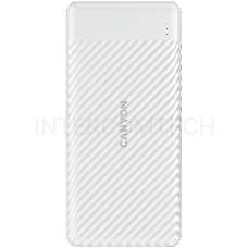 Аккумулятор CANYON PB-109 Power bank 10000mAh Li-poly battery, Input Lightning &Type C  : 5V/2A, 9V/2A PD 18W(Max), Output Type C 5V/3A,9V/2.2A,12V/1.5A 20W,  Output USB A:5V3A,9V2A,12V1.5A,18W quick charging cable 0.3m, 144*68*16mm, 0.24kg, White