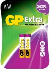 Батарея GP Extra Alkaline 24AX LR03 AAA (2шт) блистер