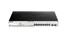 Коммутатор D-Link DGS-1210-10MP/F1A Настраиваемый коммутатор WebSmart с 8 портами 10/100/1000Base-T и 2 портами 1000Base-X SFP (8 портов с поддержкой PoE 802.3af/802.3at (30 Вт), PoE-бюджет 130 Вт)