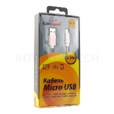 Кабель USB 2.0 Cablexpert CC-G-mUSB02Cu-0.5M, AM/microB, серия Gold, длина 0.5м, золото, блистер