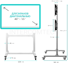 Напольный мобильный стенд ONKRON FSPRO2L-22 для видеостен 2х2 4 x 40”- 50 серебристый