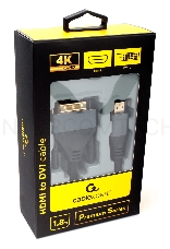 Кабель HDMI-DVI Cablexpert CC-HDMI-DVI-4K-6, 4K, 19M/19M, 1.8м, single link, нейлоновая оплетка, метал. разъемы, пакет