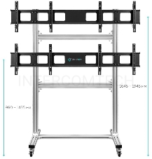 Напольный мобильный стенд ONKRON FSPRO2L-22 для видеостен 2х2 4 x 40”- 50 серебристый