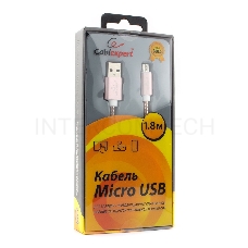 Кабель USB 2.0 Cablexpert CC-G-mUSB02Cu-1.8M, AM/microB, серия Gold, длина 1.8м, золото, блистер