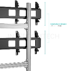 Напольный мобильный стенд ONKRON FSPRO2L-22 для видеостен 2х2 4 x 40”- 50 серебристый