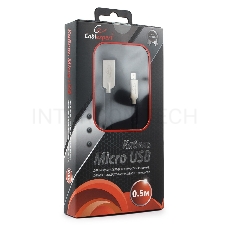 Кабель USB 2.0 Cablexpert CC-P-mUSB02Bk-0.5M, AM/microB, серия Platinum, длина 0.5м, черный, блистер