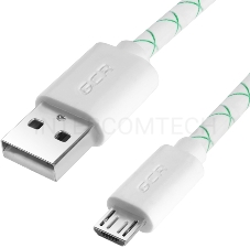 Кабель Greenconnect Кабель 2A micro USB 2.0  1.5m бело-зеленый, белые коннекторы, 28/24 AWG, AM / microB 5pin, (GCR-UA9MCB3-BD-1.5m), морозостойкий.поддержка функции быстрой зарядки 2A