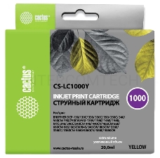 Картридж струйный Cactus CS-LC1000Y желтый для Brother DCP 130C/ 330С, MFC-240C/ 5460CN (20ml)