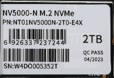 Накопитель Netac SSD NV5000-N 2TB PCIe 4 x4 M.2 2280 NVMe 3D NAND, R/W up to 4800/4400MB/s, TBW 1280TB, without heat sink