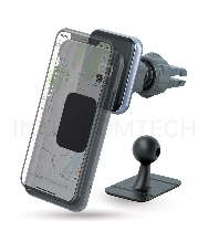 Автомобильный держатель для смартфонов Qumo MagFix, с креплением на решетку воздуховода и на панель (в комплекте), черный