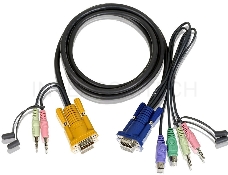 Кабель ATEN CABLE HD15M/MD6M/MD6M/SP/SP-SP; 1.8M*2L-5302P