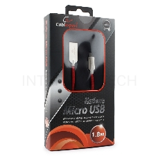 Кабель USB 2.0 Cablexpert CC-P-mUSB02R-1.8M, AM/microB, серия Platinum, длина 1.8м, красный, блистер