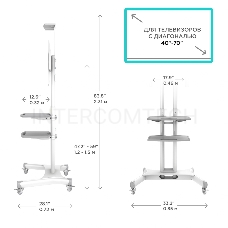 Стойка для телевизора с кронштейном ONKRON TS1552 40-70, мобильная, белая