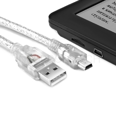 Кабель Greenconnect 1.0m USB 2.0, AM/mini 5P, прозрачный, 28/28 AWG, экран, армированный, морозостойкий, GCR-UM1M5P-BB2S-1.0m