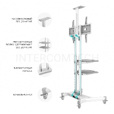 Стойка для телевизора с кронштейном ONKRON TS1552 40-70, мобильная, белая