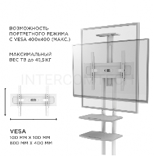 Стойка для телевизора с кронштейном ONKRON TS1552 40-70, мобильная, белая