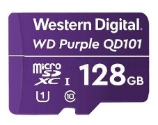 Карта памяти WD Purple SC QD101 Ultra Endurance MicroSDXC WDD128G1P0C 128ГБ Class 10 UHS 1 (U1) для видеонаблюдения