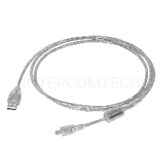 Кабель Greenconnect 1.0m USB 2.0, AM/mini 5P, прозрачный, 28/28 AWG, экран, армированный, морозостойкий, GCR-UM1M5P-BB2S-1.0m