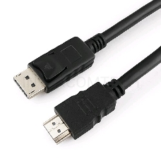 Кабель Cablexpert DisplayPort->HDMI, 7.5м, 20M/19M, черный, экран, пакет 