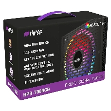 Блок питания HIPER HPB-700RGB (ATX 2.31, 700W, ActivePFC, RGB 140mm fan, Black) BOX