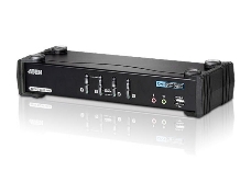 Переключатель KVM ATEN CS1784A-AT-G KVM+Audio+USB 2.0, 1 user USB+DVI => 4 cpu USB+DVI, со шнурами USB 4х1.8м., 2560x1600 60Hz DVI-D Dual Link/2048x