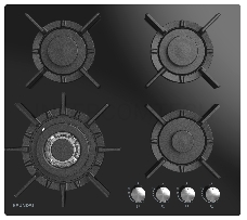 Газовая варочная поверхность Hyundai HHG 6437 BG черный