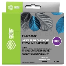 Картридж струйный Cactus CS-LC1000C голубой для Brother DCP 130C/ 330С, MFC-240C/ 5460CN (20ml)