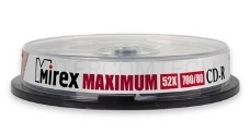 Диск CD-R Mirex 700 Mb, 52х, Maximum, Cake Box (25), (25/300)