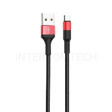 Кабель USB 2.0 hoco X26, AM/microBM, черно-красный, 1м