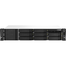 Сетевое хранилище  SMB QNAP TS-873AeU-4G NAS 8x3.5/2.5 SATA/SSD trays, 2 x M2 PCIe, 2x 2.5 GbE, 2U rackmount, 1 PSU. AMD Ryzen V1500B 4-core/8-thread 2.2 GHz processor, 4 GB DDR4 RAM (1*4 GB) up to 64GB (2*32 GB). W/o rail kit RAIL-B02