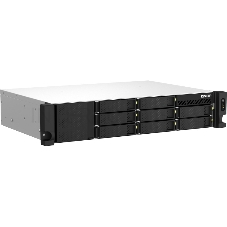 Сетевое хранилище  SMB QNAP TS-873AeU-4G NAS 8x3.5/2.5 SATA/SSD trays, 2 x M2 PCIe, 2x 2.5 GbE, 2U rackmount, 1 PSU. AMD Ryzen V1500B 4-core/8-thread 2.2 GHz processor, 4 GB DDR4 RAM (1*4 GB) up to 64GB (2*32 GB). W/o rail kit RAIL-B02