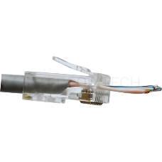 Коннектор RJ45 тип EZ, 8P8C, UTP, Cat.5e, универсальный, со вставкой, покрытие 50 микрон,100 шт.