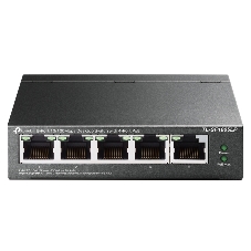 Коммутатор 5-Port 10/100Mbps Unmanaged Switch with 4-Port PoE, meta case, desktop mount, PoE budget 41W.