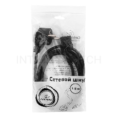 Кабель питания Cord Power Gembird/Cablexpert PC-186 / 1.8м, Schuko- C13, 6А, черный, с зазем.