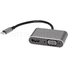Адаптер USB Type-Cm-->VGA, HDMI 4k*30Hz, USB3.0, PD, Audio,iOpen (Aopen/Qust/VCOM)<ACU4511>